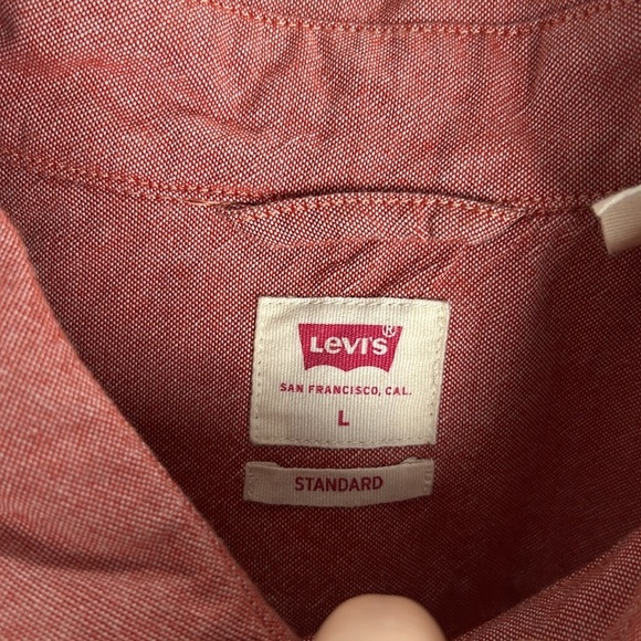 Levi's Authentic Short Sleeve Button Down Shirt Red -Size Large - Picture 3 of 7